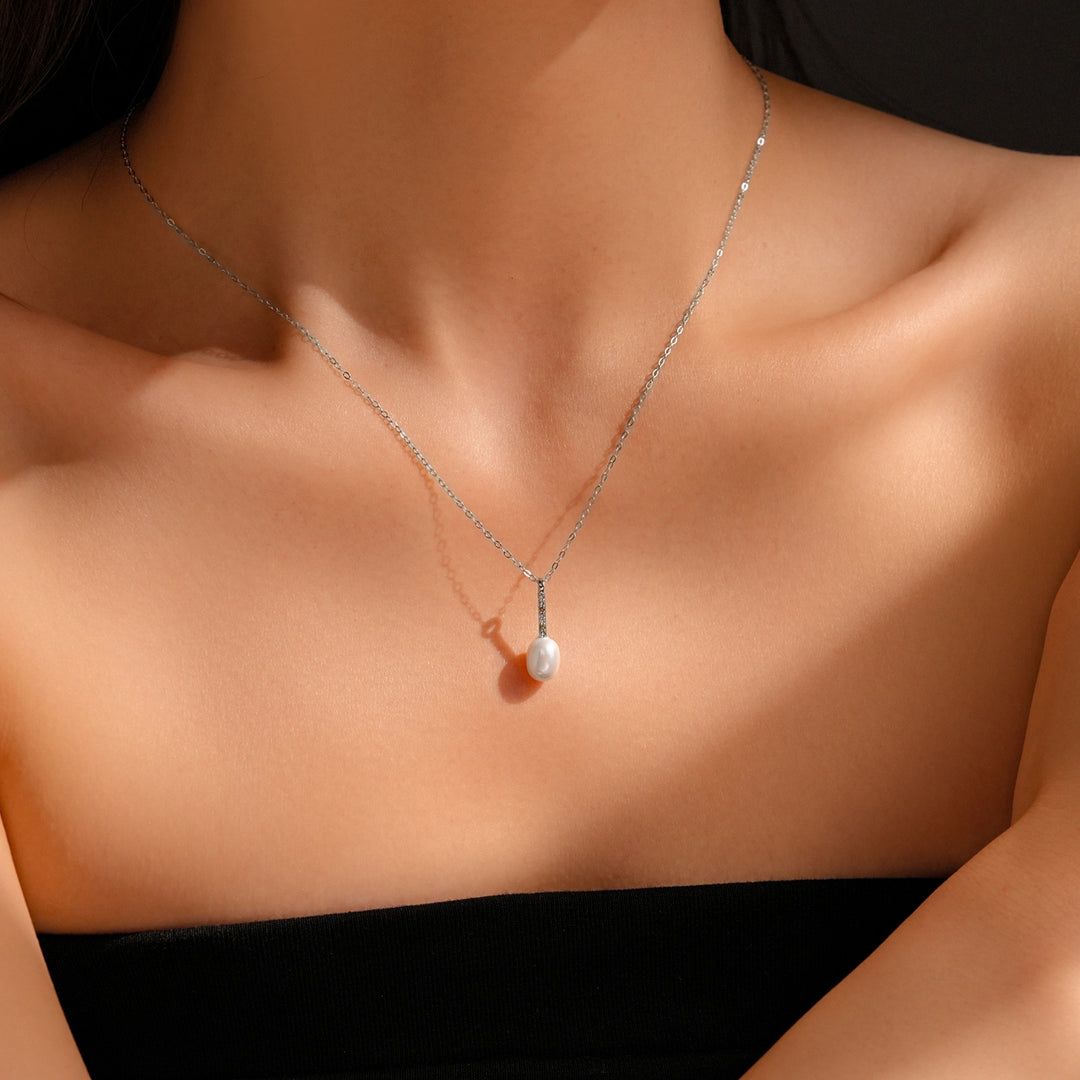 ARENE PEARL NECKLACE - SILVER